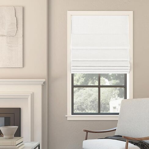 Sun Zero Seraphina Textured Total Blackout Cordless Roman Shade, 39" x 64", White in Kuwait