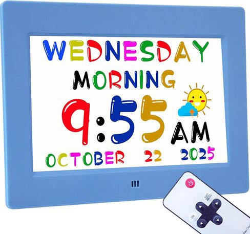 2025 NEW, Digital Clock with Day Date, 19 Alarms Custom Reminders, 10 Levels Auto Dimmer Dementia Clock, 8 Display Colors, Auto DST, Remote & Buttons Control Easy for elderly- Black with Remote in Kuwait