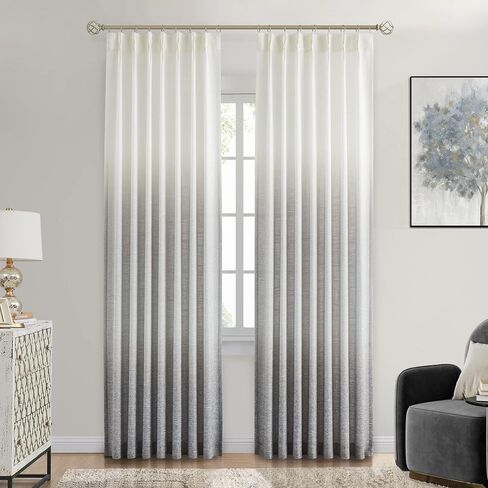 Central Park Pinch Pleated Ombre Semi Sheer Curtain 84 Inches Long Rayon Blend Window Treatment Sets with Backtab for Living Room Bedroom, Cream White to Pink, 40"x84"x2 in Kuwait