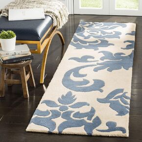MARTHA STEWART x SAFAVIEH 2'3" x 8' Blue Suede MSR4546A Handmade Barcelona Wool Runner Rug in Kuwait