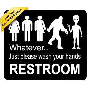 Just Please Wash Your Hands Bathroom Signs | Bigfoot Alien Sign - Inclusive Sign - Bathroom Door Funny Signs - Bathroom Wall Decor - Kids Toilet - Bathroom Decorations - Restroom Sign - Home Signs - 8.5"X10" in Kuwait