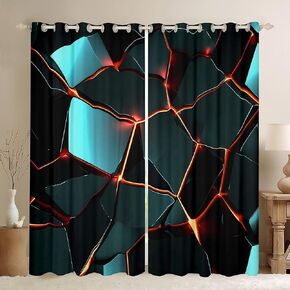 Feelyou Red Blue Ombre Hexagon Darkening Drapes Honeycomb Window Curtains Geometry Hexagon 30%-50% Blackout Curtains Kids Boys Girls Abstract Red and Black Window Treatments (2 Panels, 42 x 63 Inch) in Kuwait