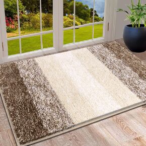 Vaukki Indoor Doormat Entryway Door Rug, Non Slip Absorbent Mud Trapper Mats, Low-Profile Inside Floor Mats, Soft Machine Washable Small Rugs Door Carpet for Entryway (Light Grey, 24''x71'') in Kuwait