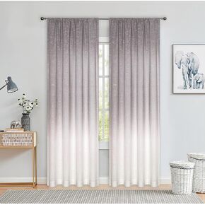 Vision Home Pink Ombre Window Curtains Linen Texture Gradient Light Filtering Semi Sheer Curtains 84 inch Length for Living Room Bedroom Rod Pocket,Cream White to Blush,50" Wx84 L,2 Panels in Kuwait
