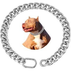 BAOBOTE 19MM Thick 18K Silver Plated Metal Dog Cuban Link Collar Dog Chain Collar for Dogs(16" Silver) in Kuwait