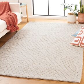 SAFAVIEH Kenya Collection Accent Rug - 2' x 3', Ivory & Beige, Handmade Moroccan Boho Tribal Tassel Wool, Ideal for High Traffic Areas in Entryway, Living Room, Bedroom (KNY958A) in Kuwait
