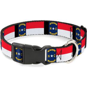 Buckle-Down 15-26" North Carolina Flag/Black Plastic Clip Collar, Large in Kuwait