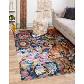 Unique Loom Blossom Collection Area Rug - Negril (2' x 6' Runner, Multi/ Black) in Kuwait