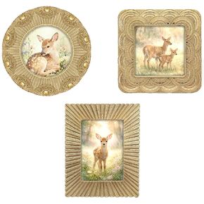 GIFTY GIFTY Classic Gold 1920s Mini Frame Set/Set of 3/2.5x2.5 & 2.5x3.5 In | For Tabletop Display | Perfect for Home Decor, Wedding, Graduation, Or Milestone Photos in Kuwait