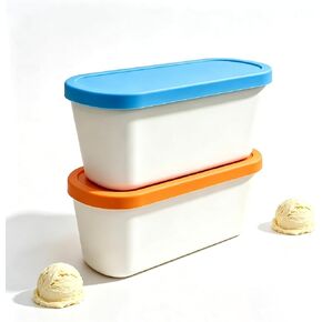 Boxdljh Ice Cream Containers Set of 2, 1.5 Quart Ice Cream Tub, Reusable Homemade Ice Cream Tubs with Stackable Freezer Storage Container for Yogurt, Sorbet, Gelato in Kuwait