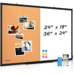 Large White Board Dry Erase Foldable Cork Board Combo, 48" x 36" Double Sided Dry Erase Board for Wall, Magnetic Whiteboard Cork Board Combination for Office, Home, School, Kitchen in Kuwait