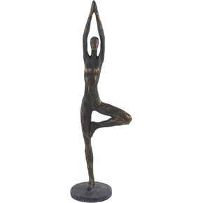 Deco 79 Polystone Yoga Decorative Sculpture Home Decor Statue, Accent Figurine 6" x 4" x 18", Brass in Kuwait