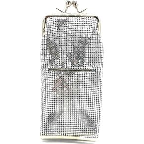 Frewahmesh Women's Metal Mesh Cigarette Case OR Eyeglass Case with Crystal Stones Kiss Lock Closure… in Kuwait