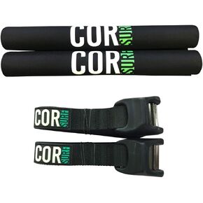 وسادات حامل السقف Cor Surf وأشرطة ربط من السيليكون مضادة للخدش مع قفل من الفولاذ المقاوم للصدأ للوحة التجديف، لوح ركوب الأمواج، SUP، الزورق، التزلج وغيرها من المعدات (حزمة كومبو من وسادة الرف 28 بوصة، حزام 10 أقدام) in Kuwait