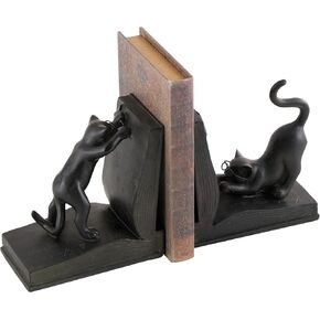 Deco 79 Polystone Cat Reading Bookends, Set of 2 7"H, 6"W, Black in Kuwait