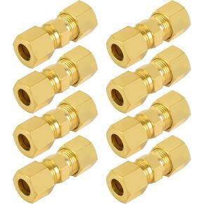 MuHize Brass Compression Union for 1/4 Tubing, Upgraded Compression Tube Fitting, Premium Brass Compression Fittings for Automotive Dependable Brass Unions Ensure Leakproof Connection (8 Pack) in Kuwait