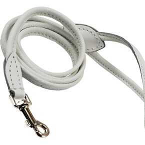 Dogs My Love 4ft Long Round Genuine Rolled Leather Dog Leash White (X-Small: 1/4" (6mm)) in Kuwait