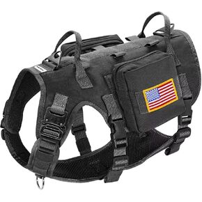 Forestpaw Dog Harness Medium Sized Dog,Tactical Dog Harness with Handle,No Pull Military Dog Harness,Service Dog Vest with Pockets Adjustable for Medium Large Dogs,Black M in Kuwait