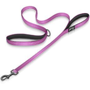 Reflective 6 Feet Nylon Dog Leash with Padded Double Handles, 2 Heavy Duty Dual Neoprene Handles for Control Safety Training Durable Traffic Handle,For Small to Medium Dog (MEDIUM - 3/4" Width, BLACK) in Kuwait
