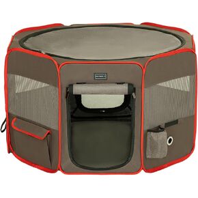 Petsfit Portable Dog Playpen 36 "أقلام لعب الحيوانات الأليفة المحمولة للكلاب الصغيرة المتوسطة، جرو Playpen داخلي / خارجي مع حقيبة حمل، سحاب علوي وسفلي قابل للإزالة، متوسط ​​(36 بوصة × 36 بوصة × 21 بوصة) in Kuwait
