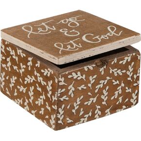 Primitives by Kathy Kitchen Hinged Wooden Box - Let Go and Let God, 4 x 4 x 2.75-inch in Kuwait