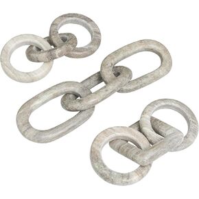 Deco 79 Marble Chain Handmade Linked 3 Ring Sculpture, 10" x 5" x 3", Black in Kuwait