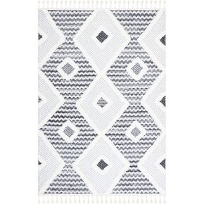 SAFAVIEH Moroccan Tassel Shag Collection 8' x 10' Grey/Ivory MTS612F Non-Shedding Living Room Dining Bedroom 2-inch Thick Area Rug in Kuwait