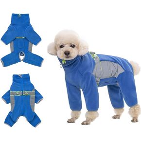 HDKUW Warm Small Dog Jumpsuit,Plush Fleece Puppy Onesie with D-Ring and Reflective Strips,Long-Sleeved Dog Cold Weather Coats for Small Medium Dogs Dark Gray L in Kuwait