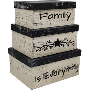 CVHOMEDECO. Primitive Vintage Rectangular Photos, Memories, Keepsakes Cardboard Nesting Boxes, Large 12 X 9 X 5-1/2 Inch. Set of 3. in Kuwait