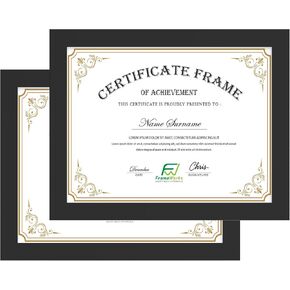 FrameWorks - 2-Pack - 11"x14" Matted to 8.5"x11" Classic Wooden Document and Diploma Frames with Tempered Glass - Black in Kuwait