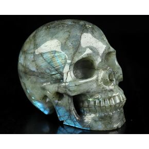 4.6" Labradorite Crystal Skull, Hand Carved Gemstone Fine Art Sculpture, Reiki Healing Stone Statue.2970. in Kuwait