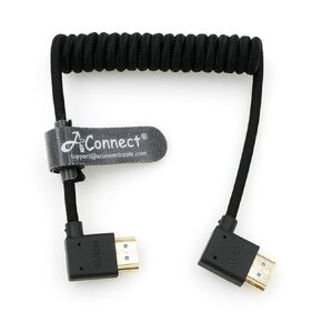 8K Coiled HDMI Cable, 8K@60Hz 4K@120Hz 48Gbps HDMI 2.1 Cable, Ultra High-Speed Braided Coiled Cable 12~18" for Atomos Ninja V|Portkeys BM5 Monitor (Left to Right Angle) in Kuwait