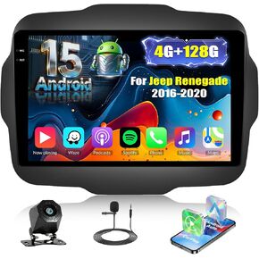 2+32G Android 11 Car Stereo for Jeep Renegade 2016-2020 with Apple Carplay Android Auto,9'' HD Touchscreen Car Radio with WiFi,GPS Navigation,Bluetooth,FM/RDS Radio,SWC,Daul USB,HiFi+AHD Rear Camera in Kuwait
