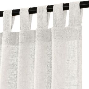 Turquoize Linen Tab Top Curtains, 63 Inch Light Filtering Farmhouse Curtains & Drapes for Living Room, Bedroom - Natural Linen Blended Window Treatments, W52 x L63, 2 Panels in Kuwait