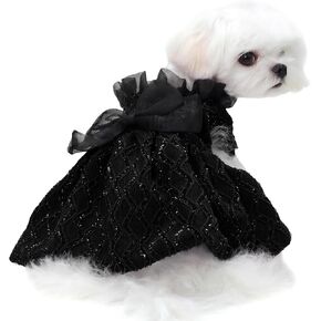 Kuoser Dog Dress for Large Dogs, Cute Puppy Tutu With Bow-Knot, Princess Costume Pet Outfit for Girl, Cat Clothes for Birthday Party Christmas Wedding, Black X-Large in Kuwait