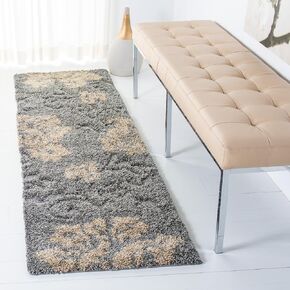 SAFAVIEH Florida Shag Collection Runner Rug - 2'3" x 9', Dark Brown & Smoke, Floral Design, Non-Shedding & Easy Care, 1.2-inch Thick Ideal for High Traffic Areas in Living Room, Bedroom (SG458-2879) in Kuwait