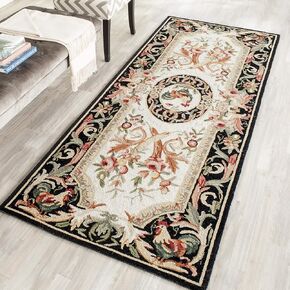 SAFAVIEH Chelsea Collection Accent Rug - 1'8" x 2'6", Ivory & Black, Hand-Hooked French Country Wool, Ideal for High Traffic Areas in Entryway, Living Room, Bedroom (HK48K) in Kuwait
