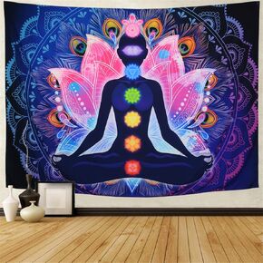 Maccyafst Seven Chakra Tapestry Yoga Meditation Wall Tapestry Colorful Mandala Tapestry Indian Hippie Chakra Tapestry Wall Hanging for Studio Room (H51.2× W59.1) in Kuwait