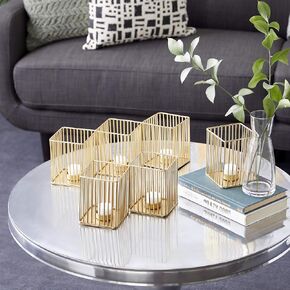 Deco 79 Modern Metal Solid Candle Holder, 15" x 5" x 5", Gold in Kuwait