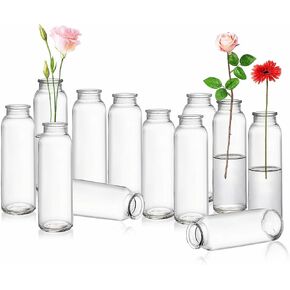 Lyellfe Set of 12 Glass Bud Vase, Clear Vases for Flowers, Small Vintage Floral Vase in Bulk for Centerpieces, Office, Dinning Table, Wedding Reception in Kuwait