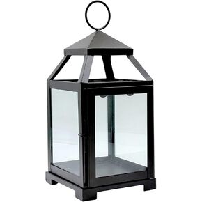 Hosley 15 Inch High Large Clear Glass Iron Classic Style Lantern Black. Ideal Gift for Parties Weddings Aromatherapy and LED Spa Settings in Kuwait