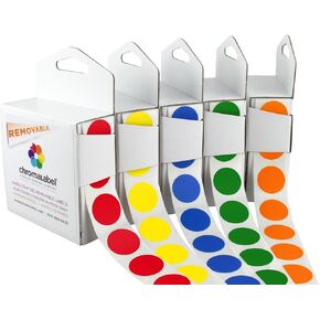 ChromaLabel Sticker Dots, 3/4 Inch Round Red Labels - 1000 Removable Stickers per Dispenser Box, Ideal for Arts & Crafts - Color Coding Labels in Kuwait