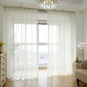 PHILEASY Window White Sheer Curtains 72 Inches Long 2 Panels Sheer Curtain Basic Rod Pocket for Bedroom Children Living Room (52" W x 72" L | 2 pcs, White) in Kuwait