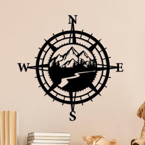 Black Metal Décorative Nautical Compass Wall Decor, Indoor or Outdoor Wall Hanging Art Perfect for Beach in Kuwait