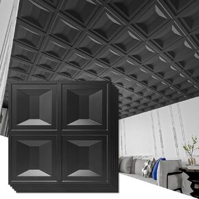 Art3d Drop Ceiling Tiles 24x24, 12 Sheets PVC Decorative Glue up Ceilng Panels 2x2, White in Kuwait