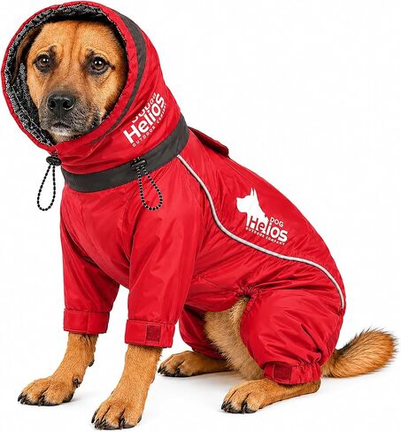 DOGHELIOS 'Weather-King' Windproof Waterproof and Insulated Adjustable Full Bodied Pet Dog Jacket Coat w/ Heat Retention Technology, X-Large, Red in Kuwait