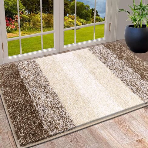 Vaukki Indoor Doormat Entryway Door Rug, Non Slip Absorbent Mud Trapper Mats, Low-Profile Inside Floor Mats, Soft Machine Washable Small Rugs Door Carpet for Entryway (Light Grey, 24''x71'') in Kuwait