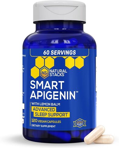 NATURAL STACKS APIGENIN+ 50 ملغ - مكمل مستخلص زهرة العاطفة لتخفيف التوتر - مكمل أبيجينين للنوم - مكمل غذائي للاسترخاء والنوم والمزاج الهادئ، 120 كبسولة نباتية in Kuwait
