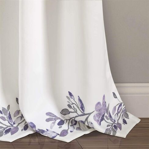 ستائر Tanisha Lush Decor - مجموعة لوحات نافذة مرشحة للضوء، زوج - طباعة كرمة زهور، ديكور منزلي جميل وحديث وأنيق - 52 بوصة عرض × 108 بوصة طول، كحلي وأبيض in Kuwait
