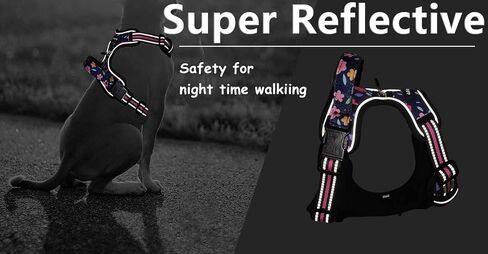 Tactical Dog Harness,Working Dog MOLLE Vest with Handle for Small Dogs No Pull Adjustable Pet Harness Reflective Strap with Dog Leash Set(XS,Pink Floral) in Kuwait